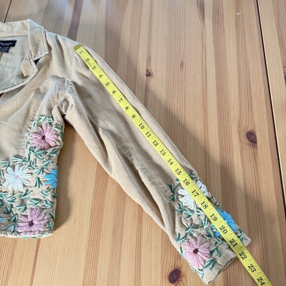 Vintage Persaman Blazer Flower Embroidered Boho Festival Fairy Velvet Cotton 6 - Picture 7 of 11